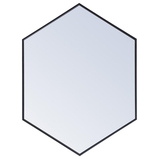 Elegant Furniture & Lighting - Decker Metal frame hexagon mirror 30 inch in Black - MR4430BK veiw 1