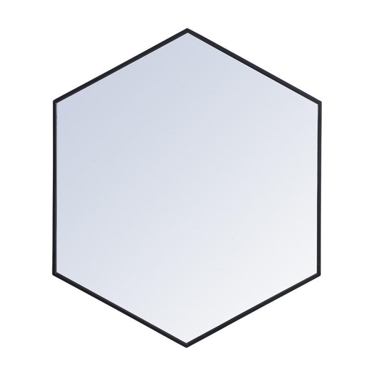 Elegant Furniture & Lighting - Decker Metal frame hexagon mirror 38 inch in Black - MR4538BK veiw 1