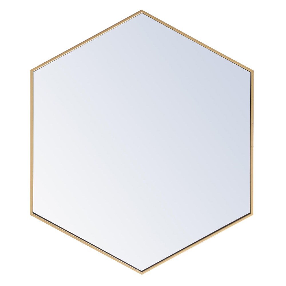 Elegant Furniture & Lighting - Decker Metal frame hexagon mirror 38 inch in Brass - MR4538BR veiw 1