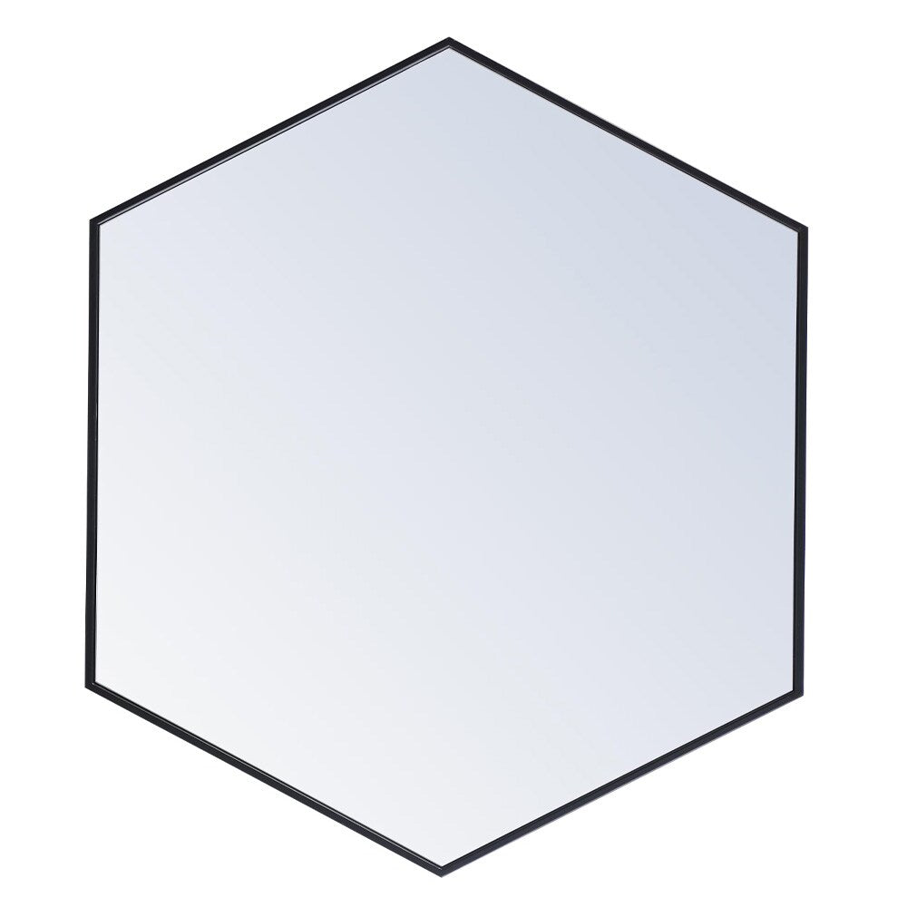Elegant Furniture & Lighting - Decker Metal frame hexagon mirror 41 inch in Black - MR4541BK veiw 1