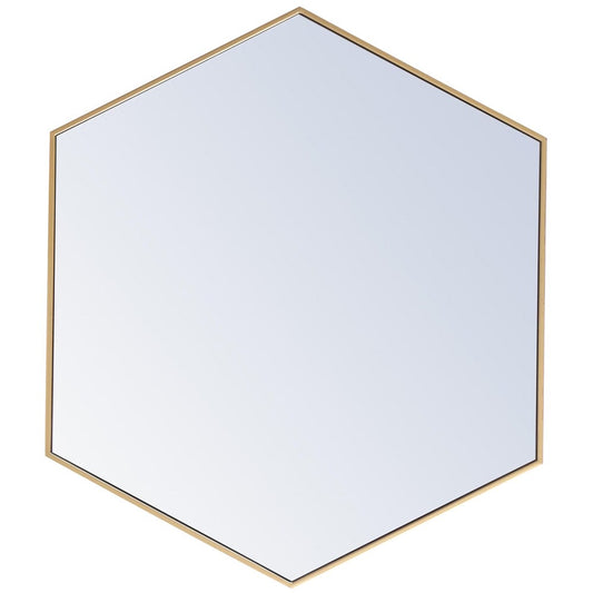 Elegant Furniture & Lighting - Decker Metal frame hexagon mirror 41 inch in Brass - MR4541BR veiw 1