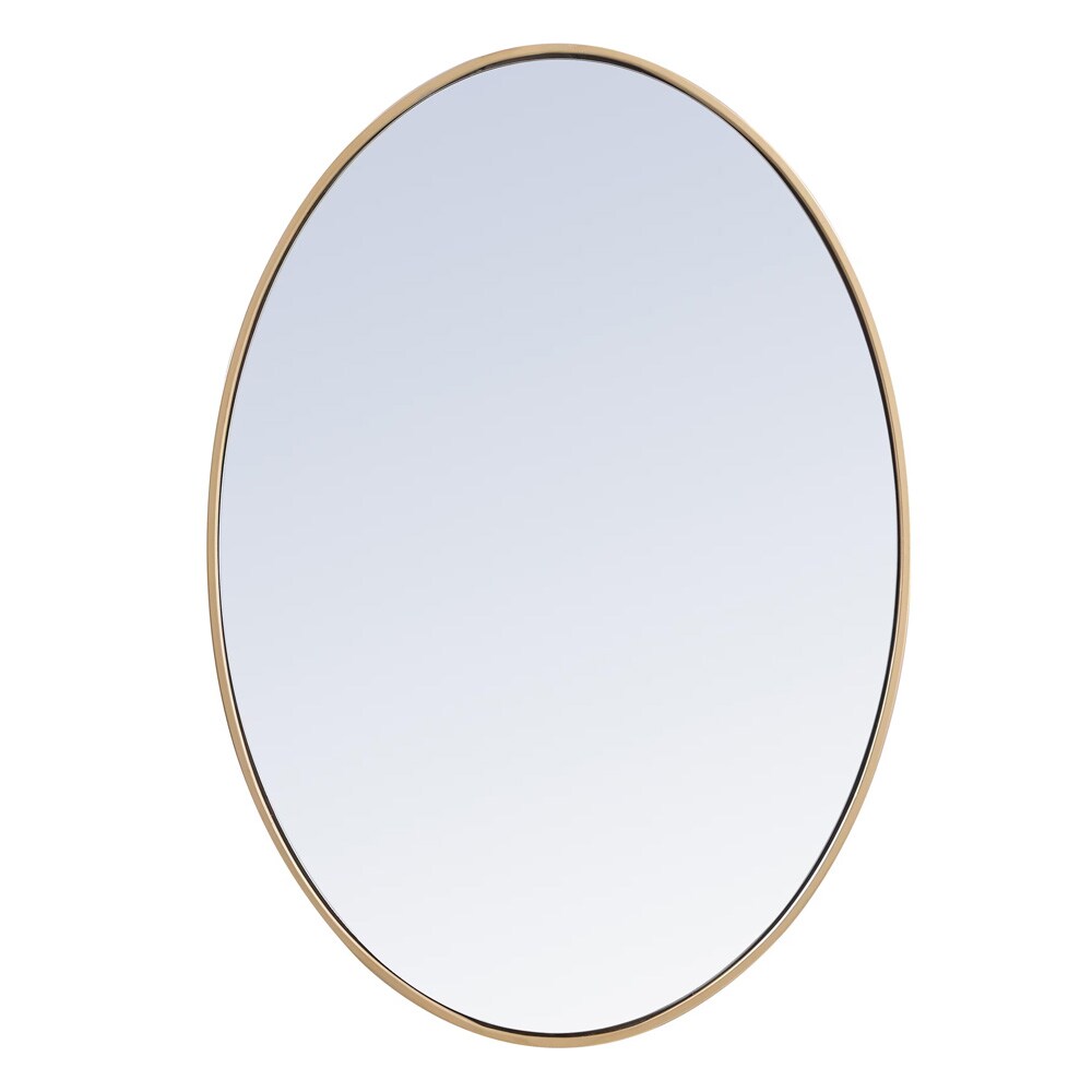 Elegant Furniture & Lighting - Decker Metal frame oval mirror 34 inch in Brass - MR4624BR veiw 1