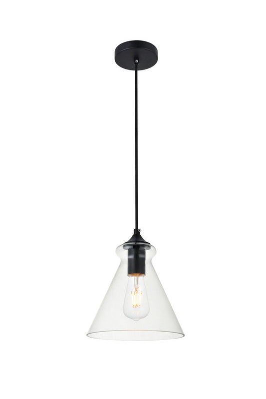Elegant Furniture & Lighting - Destry 1 Light Black Pendant With Clear Glass - LD2244BK veiw 1