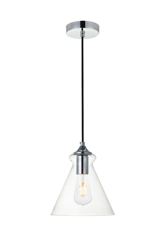 Elegant Furniture & Lighting - Destry 1 Light Chrome Pendant With Clear Glass - LD2244C veiw 1