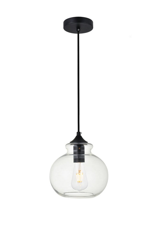 Elegant Furniture & Lighting - Destry 1 Light Black Pendant With Clear Glass - LD2245BK veiw 1