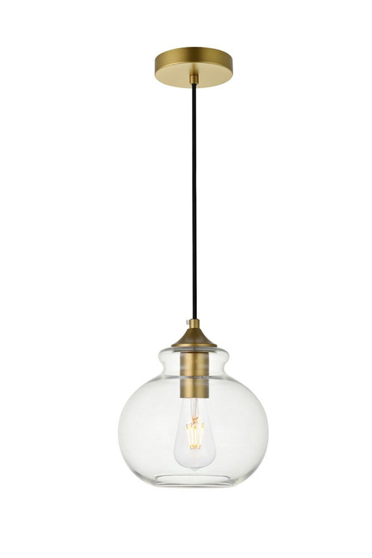 Elegant Furniture & Lighting - Destry 1 Light Brass Pendant With Clear Glass - LD2245BR veiw 1