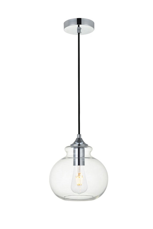 Elegant Furniture & Lighting - Destry 1 Light Chrome Pendant With Clear Glass - LD2245C veiw 1