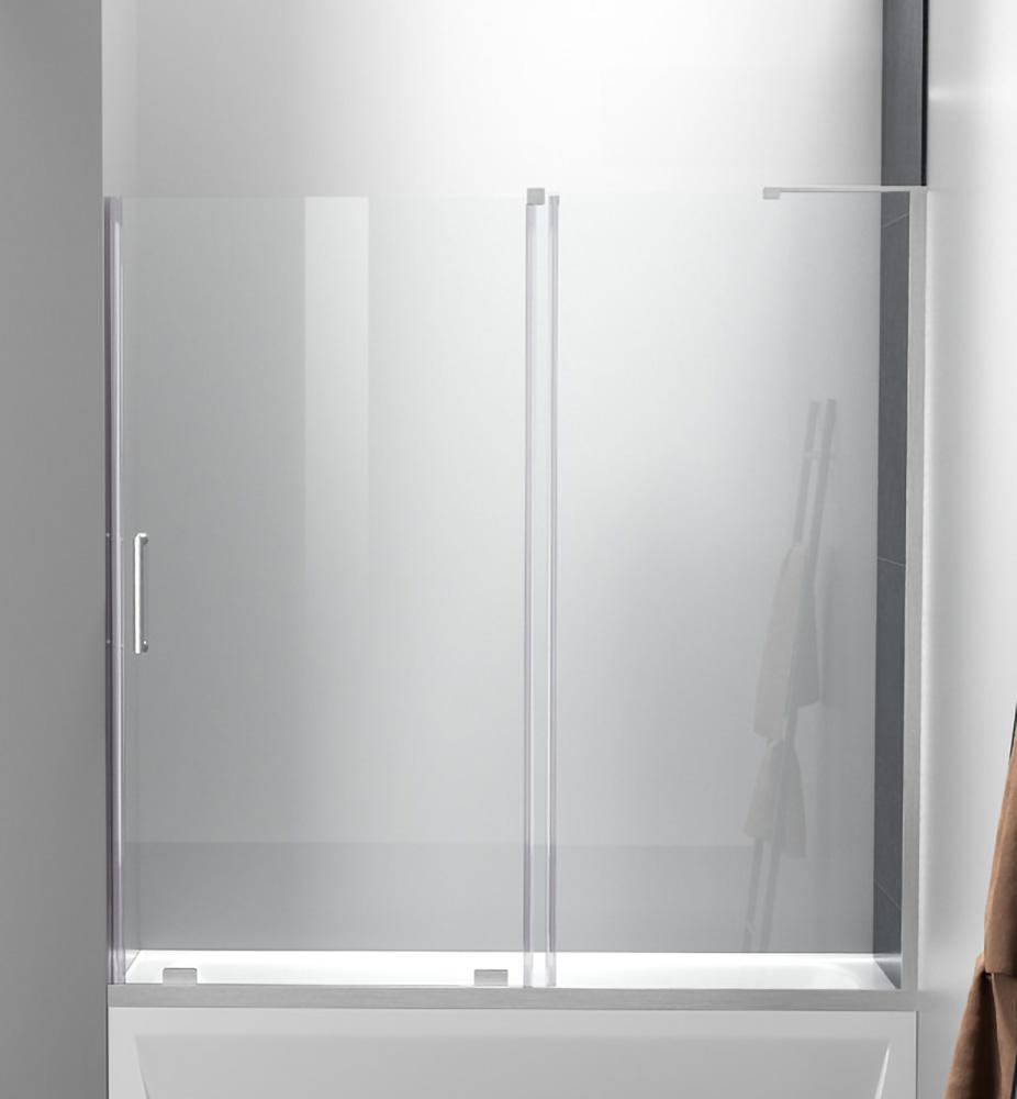 Elegant Furniture & Lighting - Devon Frameless tub door 60 x 60 Brushed Nickel - TD444-6060BNK veiw 1