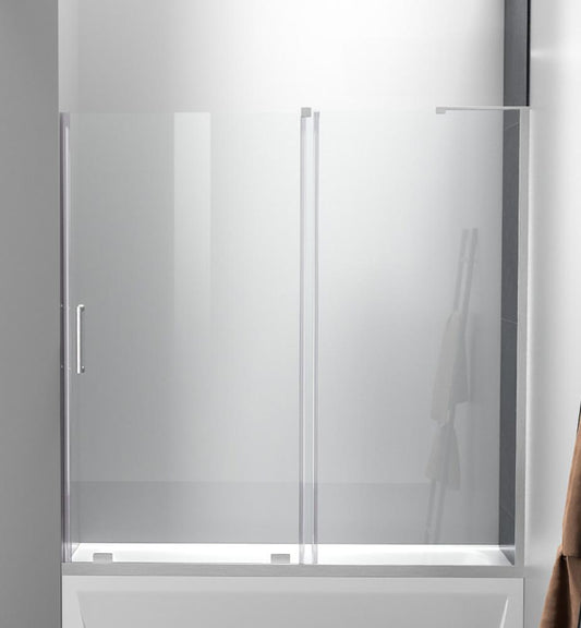 Elegant Furniture & Lighting - Devon Frameless tub door 60 x 60 Brushed Nickel - TD444-6060BNK veiw 1