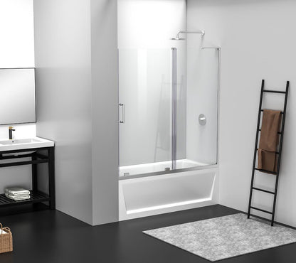 Elegant Furniture & Lighting - Devon Frameless tub door 60 x 60 Brushed Nickel - TD444-6060BNK veiw 2