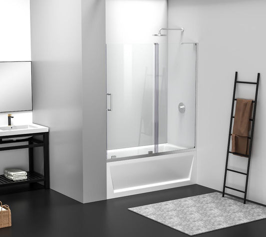 Elegant Furniture & Lighting - Devon Frameless tub door 60 x 60 Brushed Nickel - TD444-6060BNK veiw 2