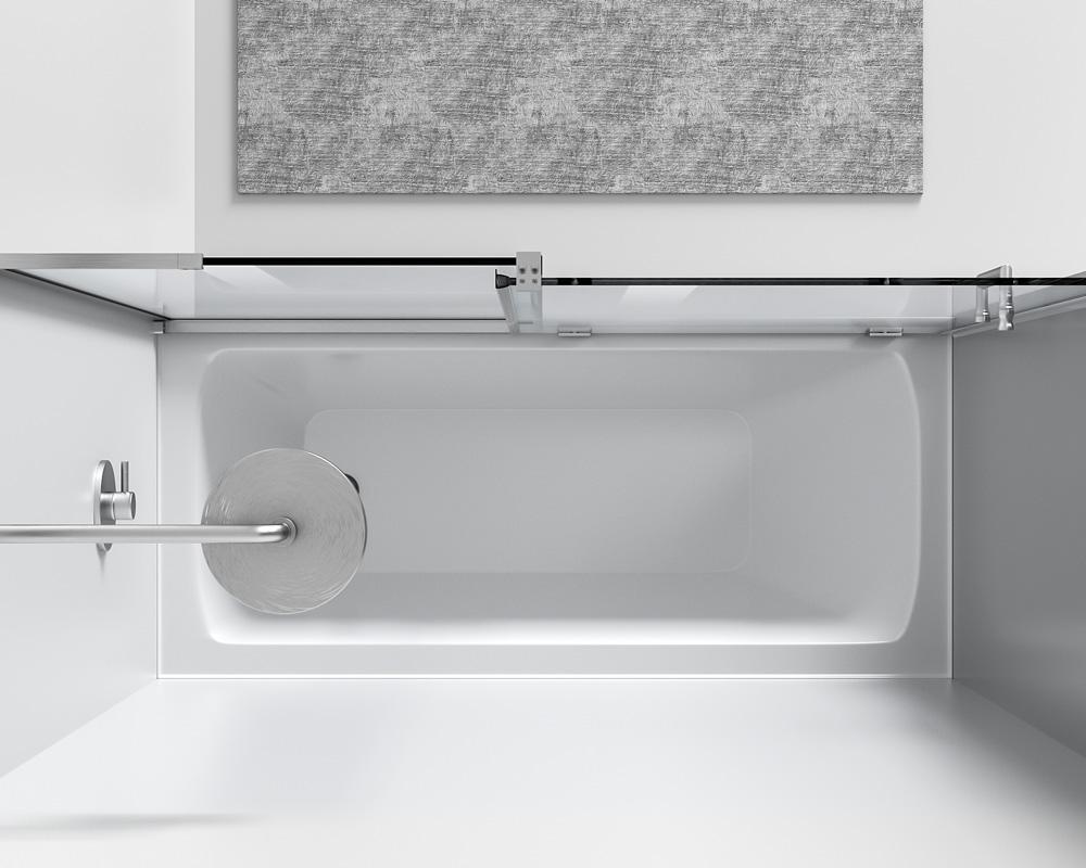 Elegant Furniture & Lighting - Devon Frameless tub door 60 x 60 Brushed Nickel - TD444-6060BNK veiw 5