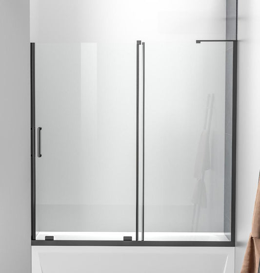 Elegant Furniture & Lighting - Devon Frameless tub door 60 x 60 Matte Black - TD444-6060MBK veiw 1