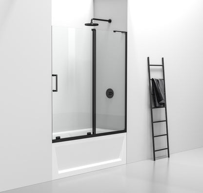 Elegant Furniture & Lighting - Devon Frameless tub door 60 x 60 Matte Black - TD444-6060MBK veiw 3