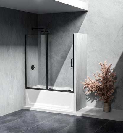 Elegant Furniture & Lighting - Devon Frameless tub door 60 x 60 Matte Black - TD444-6060MBK veiw 4