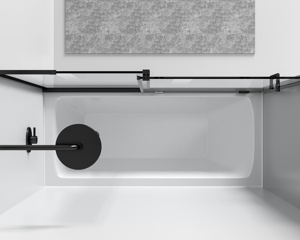 Elegant Furniture & Lighting - Devon Frameless tub door 60 x 60 Matte Black - TD444-6060MBK veiw 5
