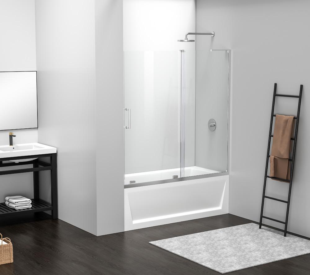 Elegant Furniture & Lighting - Devon Frameless tub door 60 x 60 Polished Chrome - TD444-6060PCH veiw 2