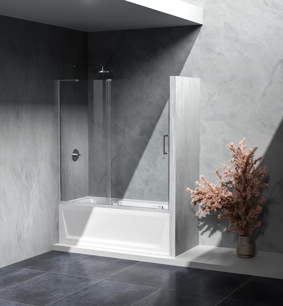 Elegant Furniture & Lighting - Devon Frameless tub door 60 x 60 Polished Chrome - TD444-6060PCH veiw 3