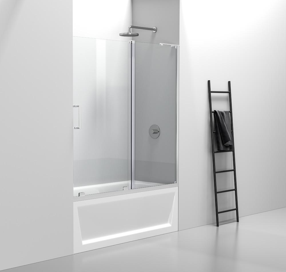 Elegant Furniture & Lighting - Devon Frameless tub door 60 x 60 Polished Chrome - TD444-6060PCH veiw 4