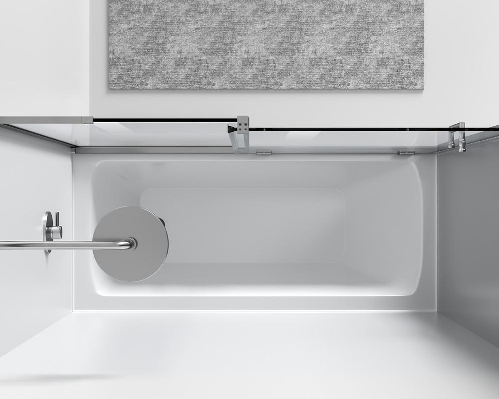 Elegant Furniture & Lighting - Devon Frameless tub door 60 x 60 Polished Chrome - TD444-6060PCH veiw 5
