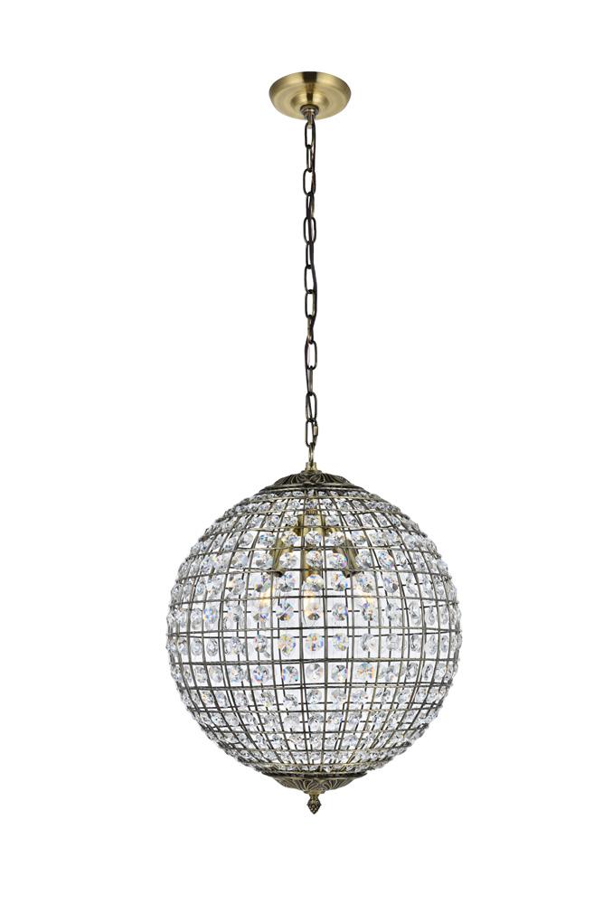 Elegant Furniture & Lighting - Earlene 3 light 16 inch antique bronze pendant - LD5026 veiw 1