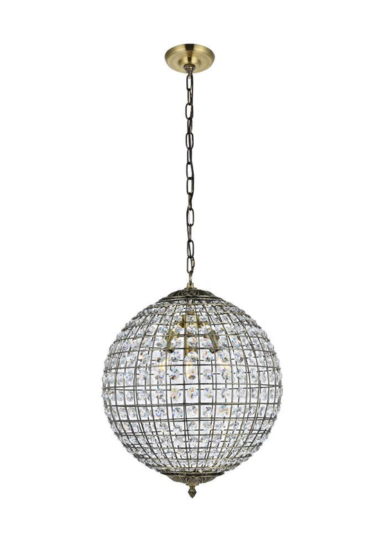 Elegant Furniture & Lighting - Earlene 3 light 16 inch antique bronze pendant - LD5026 veiw 1