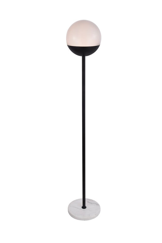 Elegant Furniture & Lighting - Eclipse 1 Light Black Floor Lamp With Frosted White Glass - LD6146BK veiw 1