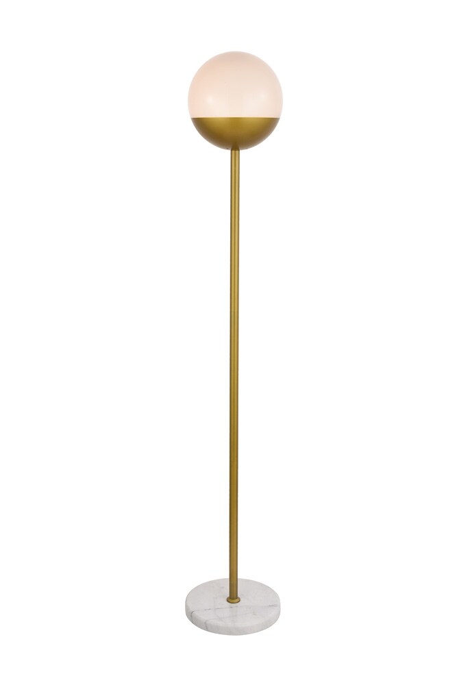 Elegant Furniture & Lighting - Eclipse 1 Light Brass Floor Lamp With Frosted White Glass - LD6150BR veiw 1