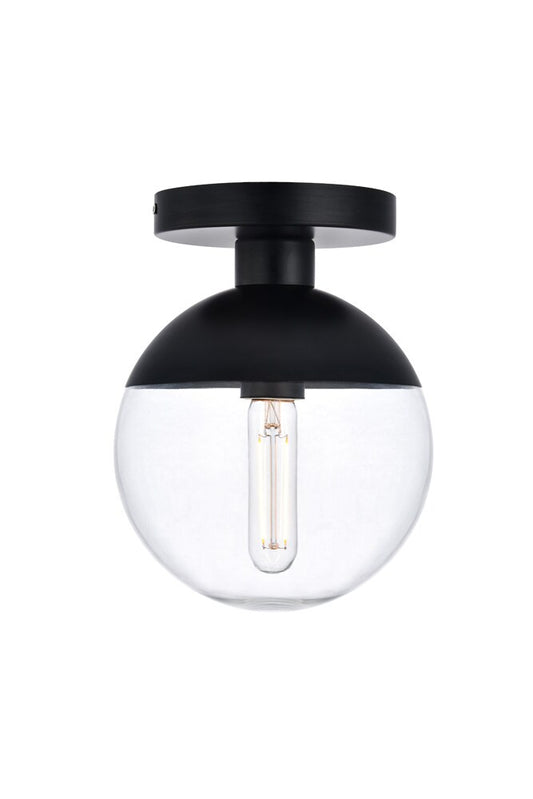 Elegant Furniture & Lighting - Eclipse 1 Light Black Flush Mount With Clear Glass - LD6051BK veiw 1