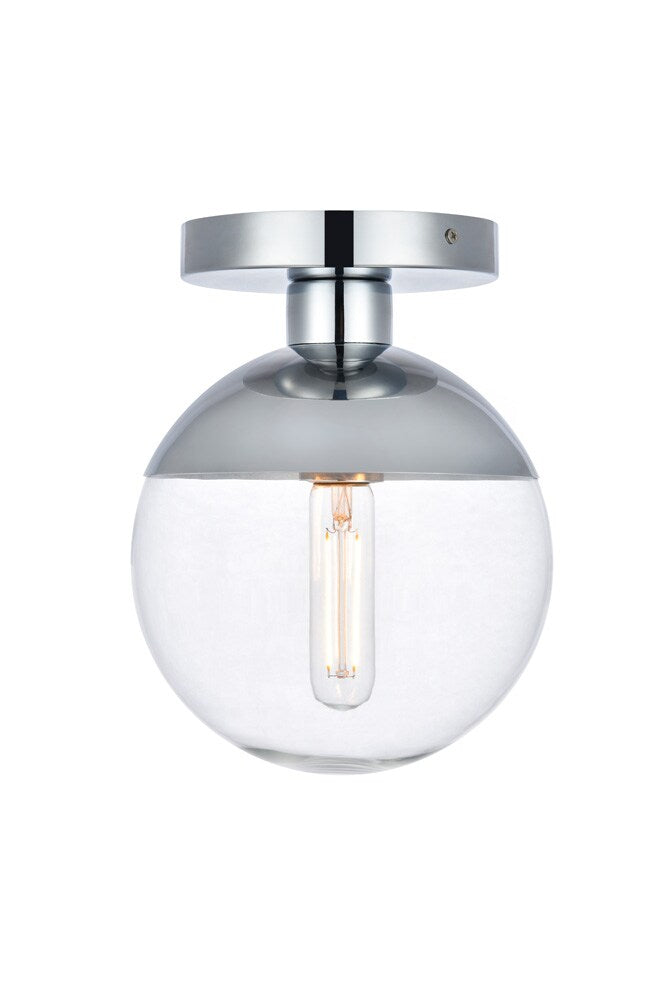 Elegant Furniture & Lighting - Eclipse 1 Light Chrome Flush Mount With Clear Glass - LD6053C veiw 1
