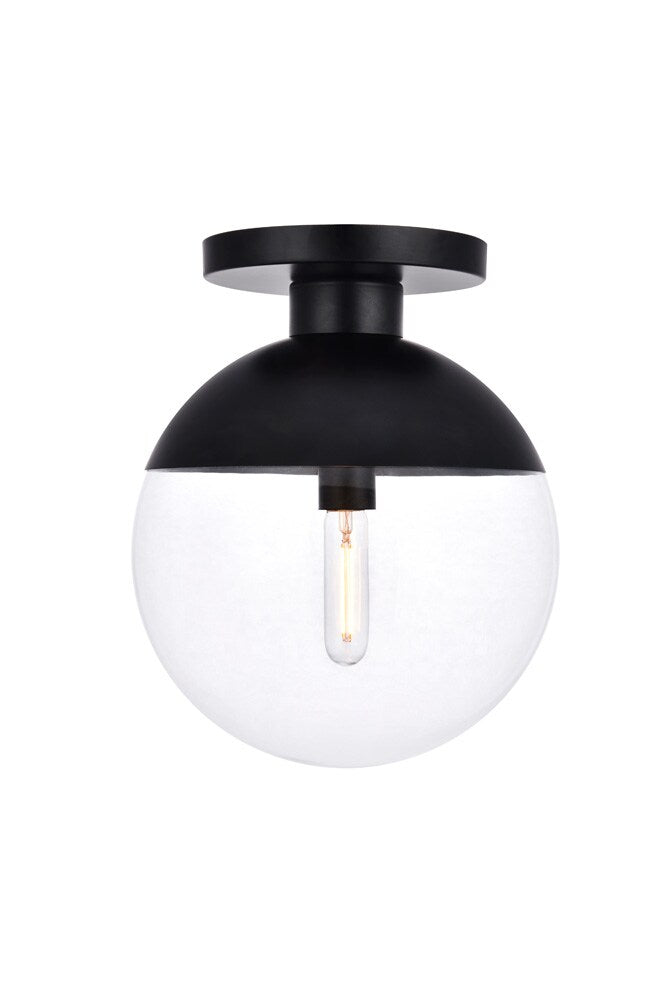 Elegant Furniture & Lighting - Eclipse 1 Light Black Flush Mount With Clear Glass - LD6057BK veiw 1