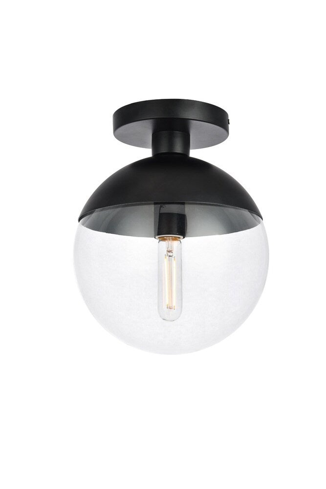 Elegant Furniture & Lighting - Eclipse 1 Light Black Flush Mount With Clear Glass - LD6063BK veiw 1