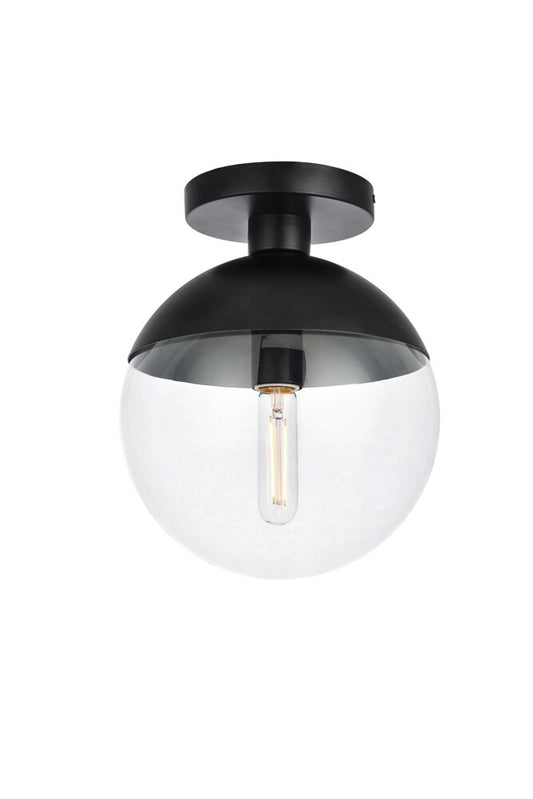 Elegant Furniture & Lighting - Eclipse 1 Light Black Flush Mount With Clear Glass - LD6063BK veiw 1