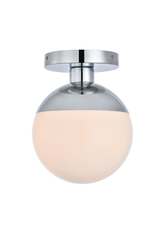 Elegant Furniture & Lighting - Eclipse 1 Light Chrome Flush Mount With Frosted White Glass - LD6052C veiw 1