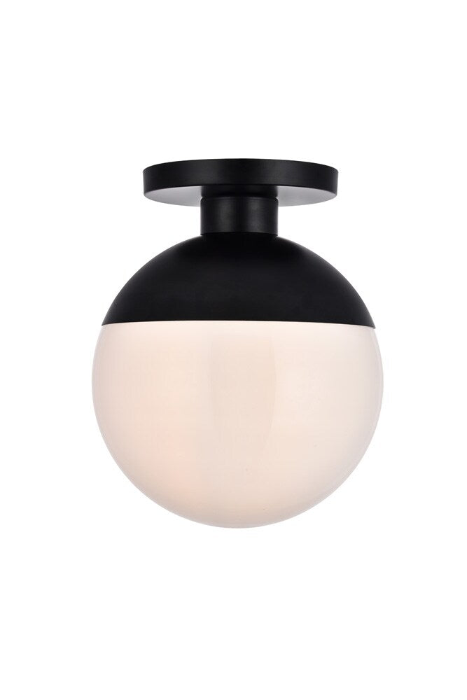 Elegant Furniture & Lighting - Eclipse 1 Light Black Flush Mount With Frosted White Glass - LD6056BK veiw 1