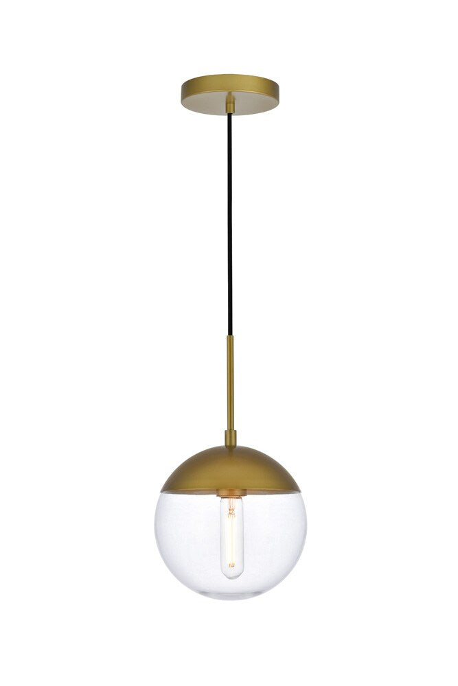 Elegant Furniture & Lighting - Eclipse 1 Light Brass Pendant With Clear Glass - LD6031BR veiw 1