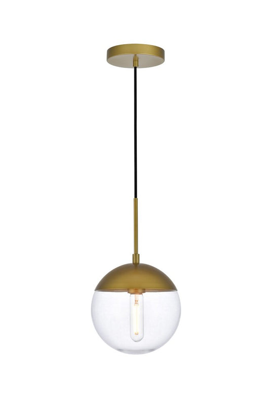 Elegant Furniture & Lighting - Eclipse 1 Light Brass Pendant With Clear Glass - LD6031BR veiw 1