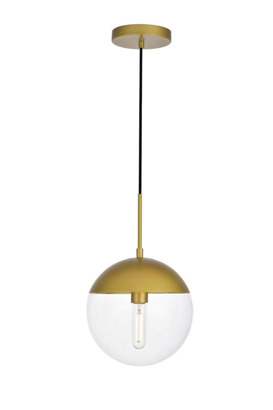 Elegant Furniture & Lighting - Eclipse 1 Light Brass Pendant With Clear Glass - LD6037BR veiw 1