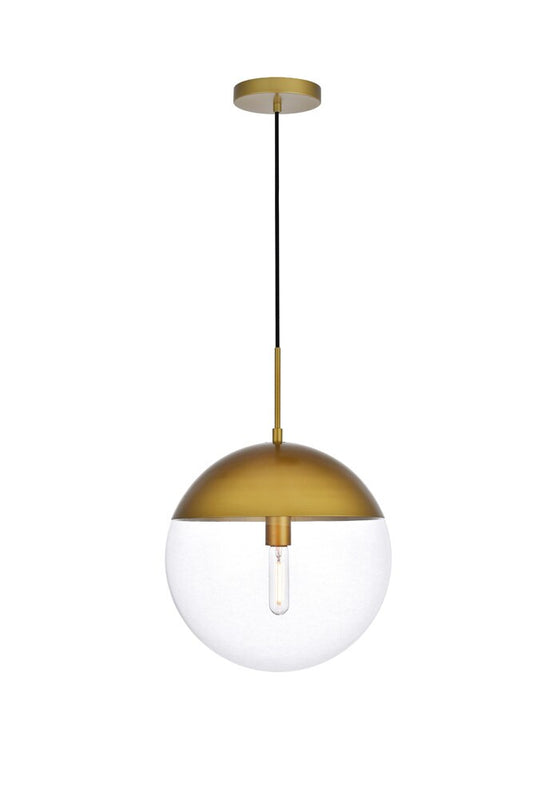 Elegant Furniture & Lighting - Eclipse 1 Light Brass Pendant With Clear Glass - LD6049BR veiw 1