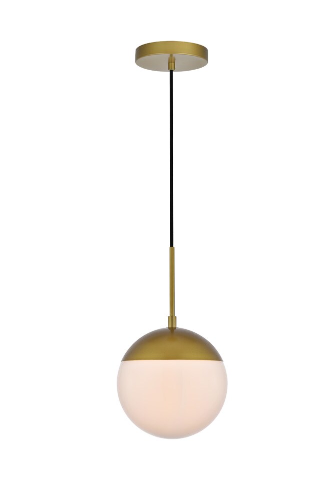 Elegant Furniture & Lighting - Eclipse 1 Light Brass Pendant With Frosted White Glass - LD6030BR veiw 1