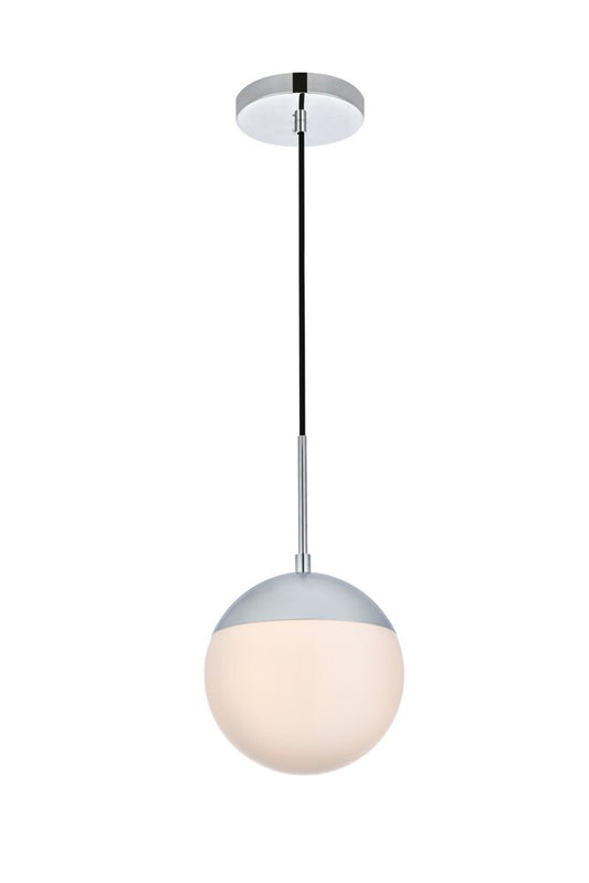 Elegant Furniture & Lighting - Eclipse 1 Light Chrome Pendant With Frosted White Glass - LD6028C veiw 1