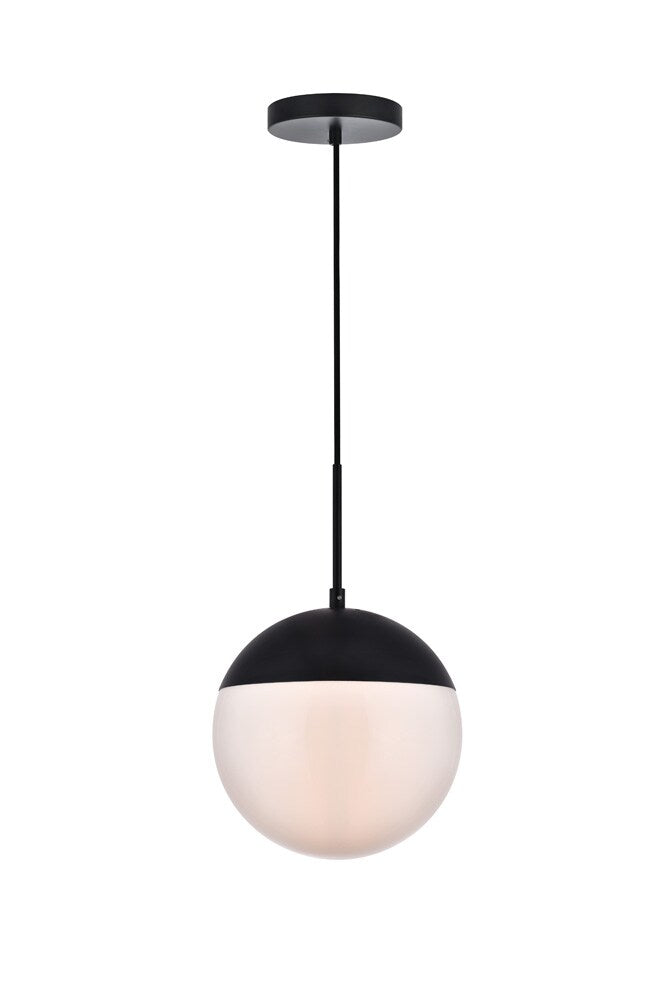 Elegant Furniture & Lighting - Eclipse 1 Light Black Pendant With Frosted White Glass - LD6032BK veiw 1