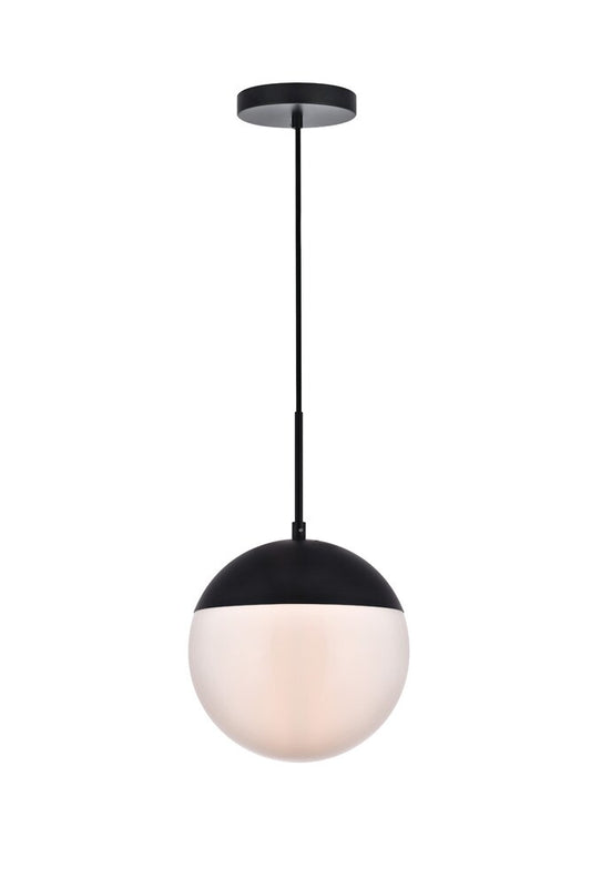Elegant Furniture & Lighting - Eclipse 1 Light Black Pendant With Frosted White Glass - LD6032BK veiw 1