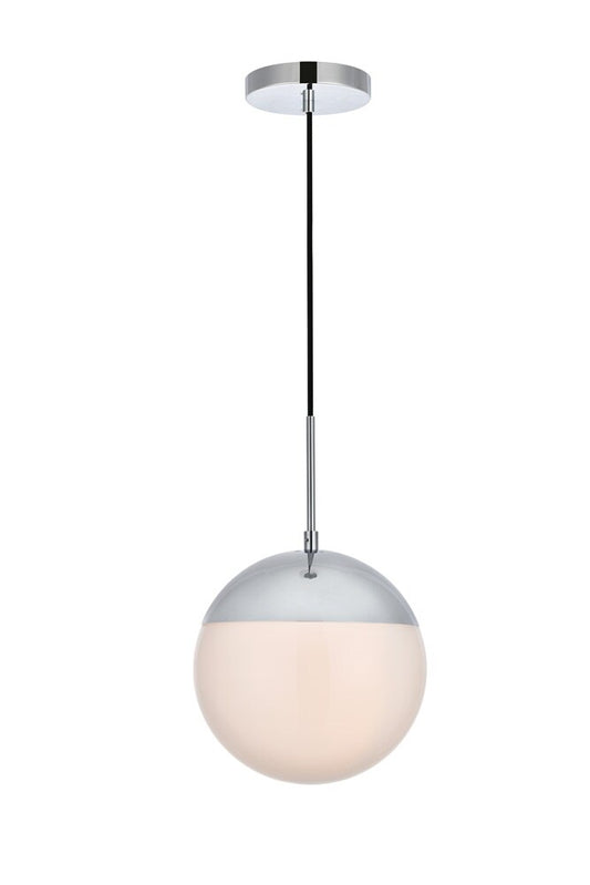 Elegant Furniture & Lighting - Eclipse 1 Light Chrome Pendant With Frosted White Glass - LD6034C veiw 1