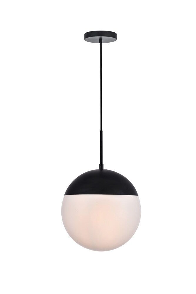 Elegant Furniture & Lighting - Eclipse 1 Light Black Pendant With Frosted White Glass - LD6038BK veiw 1