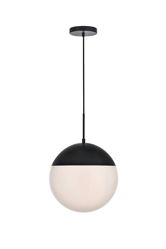 Elegant Furniture & Lighting - Eclipse 1 Light Black Pendant With Frosted White Glass - LD6044BK veiw 1