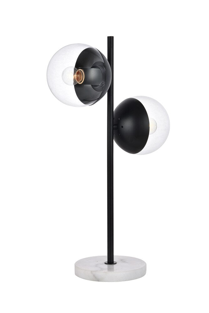 Elegant Furniture & Lighting - Eclipse 2 Lights Black Table Lamp With Clear Glass - LD6153BK veiw 1