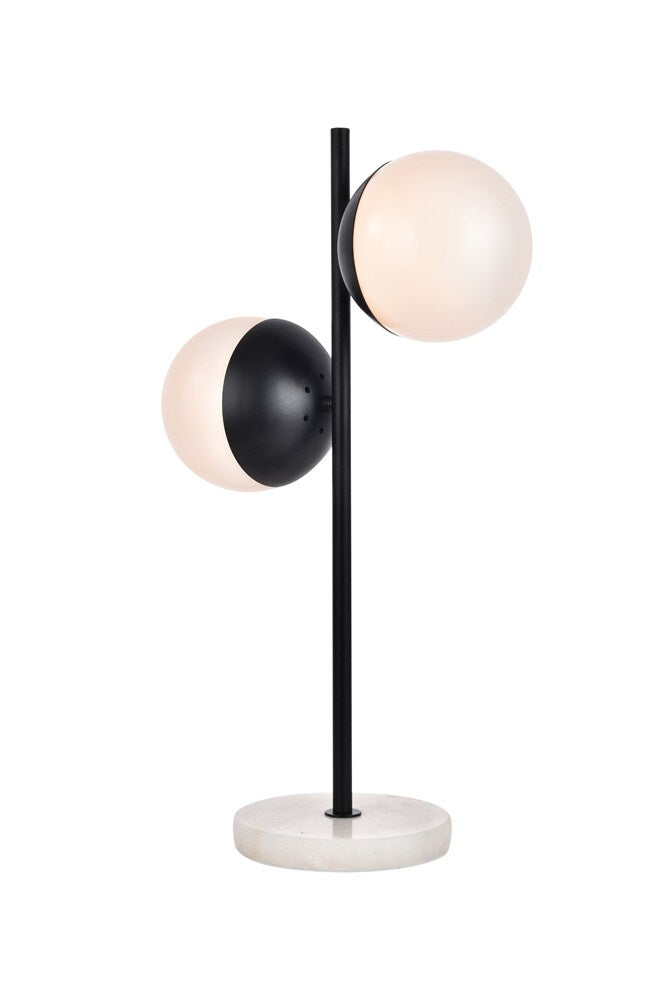 Elegant Furniture & Lighting - Eclipse 2 Lights Black Table Lamp With Frosted White Glass - LD6152BK veiw 1