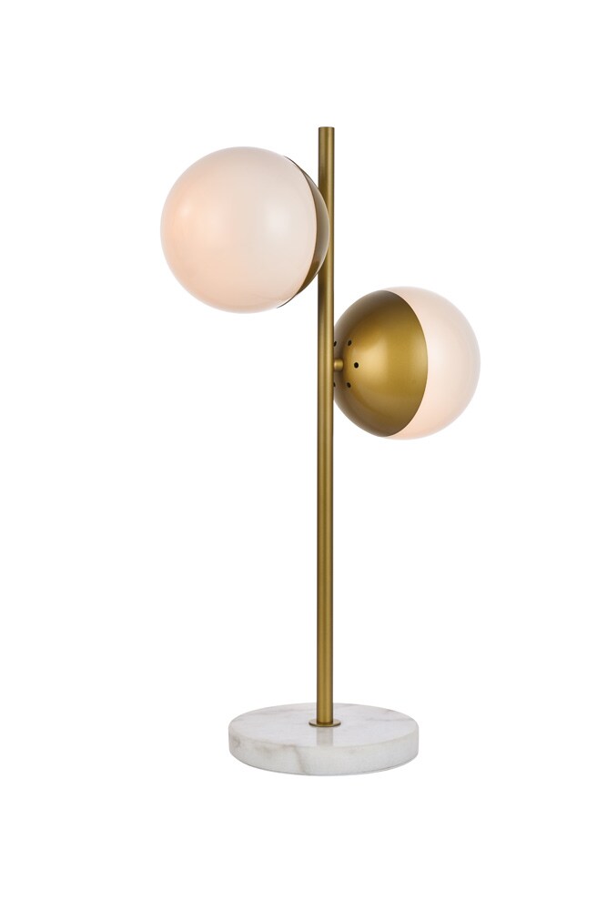 Elegant Furniture & Lighting - Eclipse 2 Lights Brass Table Lamp With Frosted White Glass - LD6156BR veiw 1