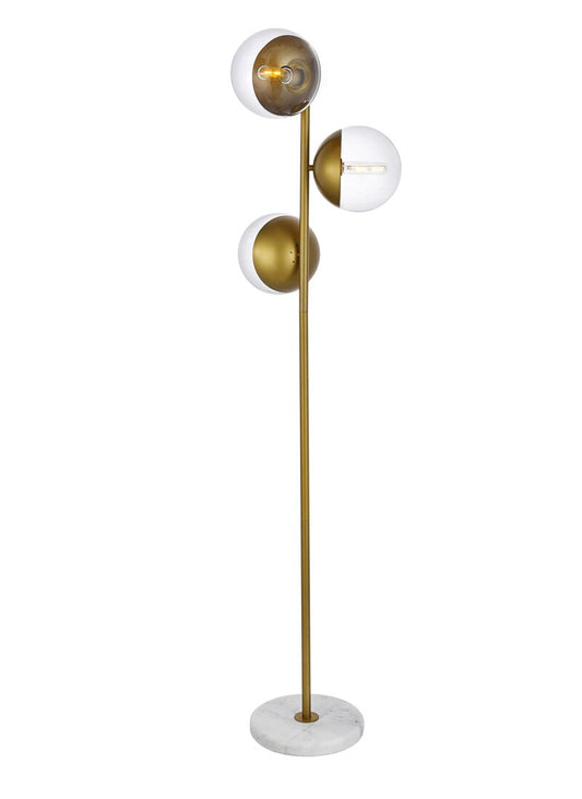 Elegant Furniture & Lighting - Eclipse 3 Lights Brass Floor Lamp With Clear Glass - LD6163BR veiw 1